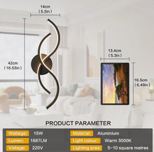Load image into Gallery viewer, Black Modern LED Wall Light Creative 15W Wall Lamp Warm White Indoor Lamp Bed Room