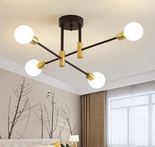 Load image into Gallery viewer, 4-Lights Sputnik Chandelier E27 Socket Pendant Light Fixture Black Gold Ceiling Light