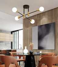 Load image into Gallery viewer, 4-Lights Sputnik Chandelier E27 Socket Pendant Light Fixture Black Gold Ceiling Light