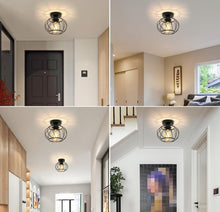 Load image into Gallery viewer, Industrial Ceiling Light Semi Flush Mount Ceiling Light Metal Cage E27 Black Ceiling Light