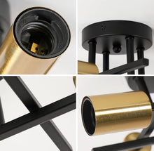 Load image into Gallery viewer, Ceiling Light E27 4-Lights Black Gold Ceiling Light 45cm Iron Semi Flush Mount