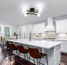 Load image into Gallery viewer, Ceiling Light E27 4-Lights Black Gold Ceiling Light 45cm Iron Semi Flush Mount