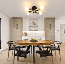 Load image into Gallery viewer, Ceiling Light E27 4-Lights Black Gold Ceiling Light 45cm Iron Semi Flush Mount