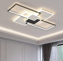 Load image into Gallery viewer, Ceiling Light Dimmable Black 4 Rectangles Nordic Style Elegant LED Remote Control