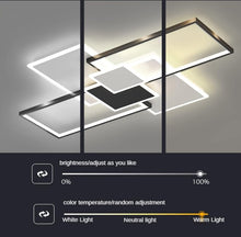 Load image into Gallery viewer, Ceiling Light Dimmable Black 4 Rectangles Nordic Style Elegant LED Remote Control