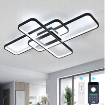 Load image into Gallery viewer, Dimmable Ceiling Lamp LED Hanging Black Remote Control 3 Color Lights 90cm