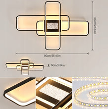 Load image into Gallery viewer, Dimmable Ceiling Lamp LED Hanging Black Remote Control 3 Color Lights 90cm