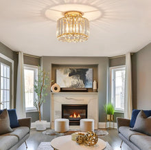 Load image into Gallery viewer, Ceiling Light Chandelier Crystals Light Flush Mount Gold E26