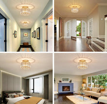 Load image into Gallery viewer, Ceiling Light Chandelier Crystals Light Flush Mount Gold E26