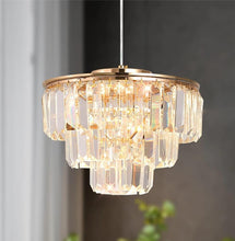 Load image into Gallery viewer, Modern Pendant Light Gold Crystal LED Chandelier 3 Color Lights