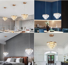 Load image into Gallery viewer, Modern Pendant Light Gold Crystal LED Chandelier 3 Color Lights