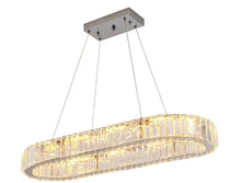 Load image into Gallery viewer, Chandelier Crystal Silver Oval LED Pendant Light Crystal 70cm 3 Color Lights
