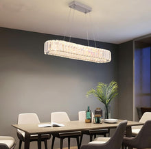 Load image into Gallery viewer, LED Chandelier Modern Silver Crystal Pendant Hanging Light 57cm 3 Color Lights Remote Control