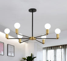 Load image into Gallery viewer, Ceiling Light 6 Heads E27 Metal Industrial Chandelier 54cm Black and Gold