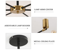 Load image into Gallery viewer, Ceiling Light 6 Heads E27 Metal Industrial Chandelier 54cm Black and Gold