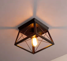 Load image into Gallery viewer, Ceiling Light Flush Mount Fixture Black/Wood Color Metal Vintage Lamp 25cm
