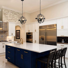 Load image into Gallery viewer, Hanging Pendant Light Black Globe Chandelier Industrial Vintage Metal