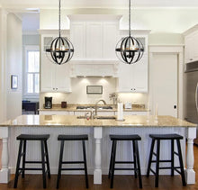 Load image into Gallery viewer, Hanging Pendant Light Black Globe Chandelier Industrial Vintage Metal