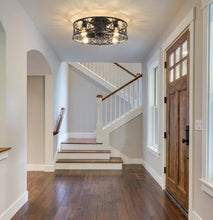 Load image into Gallery viewer, Cage Ceiling Fan with Lights Industrial Style Ceiling Lighting Black 51 cm with Remote Control