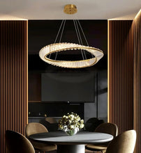 Load image into Gallery viewer, LED Hanging Light Ring Pendant Lamp Luxury Gold Chandelier 58cm 3 Color Lights