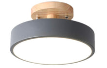 Load image into Gallery viewer, Iron Ceiling Lamp Ceiling Light LED Flush Gray/White Wood 18 cm Cool Light