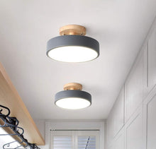 Load image into Gallery viewer, Iron Ceiling Lamp Ceiling Light LED Flush Gray/White Wood 18 cm Cool Light