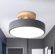 Load image into Gallery viewer, Iron Ceiling Lamp Ceiling Light LED Flush Gray/White Wood 18 cm Cool Light