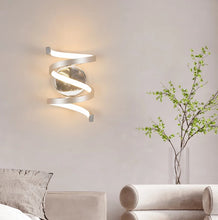 Load image into Gallery viewer, LED Indoor Wall Light Silver 21W Spiral Wall Lamp Warm White 25cm