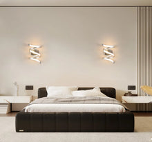 Load image into Gallery viewer, LED Indoor Wall Light Silver 21W Spiral Wall Lamp Warm White 25cm