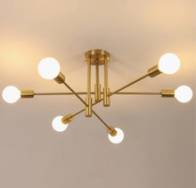Load image into Gallery viewer, 6-Light Modern Chandelier Gold Ceiling Light E27