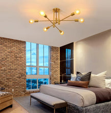 Load image into Gallery viewer, 6-Light Modern Chandelier Gold Ceiling Light E27