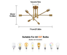 Load image into Gallery viewer, 6-Light Modern Chandelier Gold Ceiling Light E27