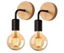 Load image into Gallery viewer, Wall Light Indoor Pack of 2 Wall Lamp Wood E27 Wall Spotlight Retro