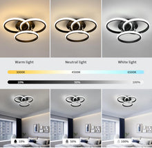 Load image into Gallery viewer, LED Ceiling Light 40W Dimmable Ceiling Lamp Black 3 Rings 3 Color Lights