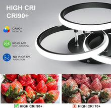 Load image into Gallery viewer, LED Ceiling Light 40W Dimmable Ceiling Lamp Black 3 Rings 3 Color Lights
