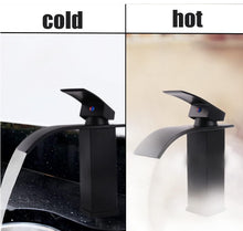 Load image into Gallery viewer, Basin Tap Black/Gold/Silver Modern Waterfall Bathroom Sink Faucet with Single Handle Bathroom Faucet