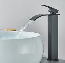 Load image into Gallery viewer, Basin Tap Modern Black/Gold/Silver Waterfall Tall Single Lever Handle Single Hole Mono Basin Mixer