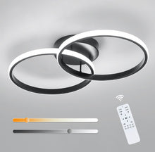 Load image into Gallery viewer, Black LED Hanging Lamp Ceiling Lamp Ring Dimmable Remote Control Modern 3 Color Lights