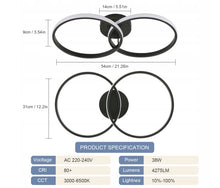 Load image into Gallery viewer, Black LED Hanging Lamp Ceiling Lamp Ring Dimmable Remote Control Modern 3 Color Lights