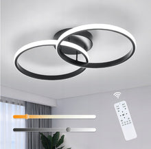 Load image into Gallery viewer, Black LED Hanging Lamp Ceiling Lamp Ring Dimmable Remote Control Modern 3 Color Lights