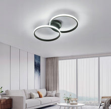 Load image into Gallery viewer, Black LED Hanging Lamp Ceiling Lamp Ring Dimmable Remote Control Modern 3 Color Lights