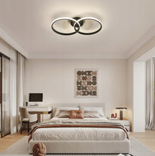 Load image into Gallery viewer, Black LED Hanging Lamp Ceiling Lamp Ring Dimmable Remote Control Modern 3 Color Lights