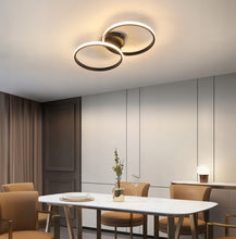 Load image into Gallery viewer, Black LED Hanging Lamp Ceiling Lamp Ring Dimmable Remote Control Modern 3 Color Lights