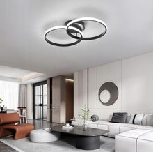 Load image into Gallery viewer, Black LED Hanging Lamp Ceiling Lamp Ring Dimmable Remote Control Modern 3 Color Lights