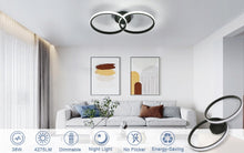 Load image into Gallery viewer, Black LED Hanging Lamp Ceiling Lamp Ring Dimmable Remote Control Modern 3 Color Lights