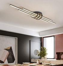 Load image into Gallery viewer, Modern Ceiling Lamp Black LED Long Strip Design Indoor Metal Light 3 Color Lights Flush Mounted