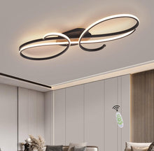 Load image into Gallery viewer, Modern LED Black Ceiling Light With Remote Control 80cm