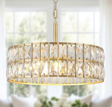 Load image into Gallery viewer, Luxury Pendant Light Adjustable Pendant Lamp Gold with Crystals Semi Flush Mount G9 30 cm