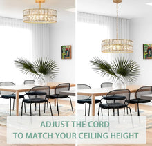 Load image into Gallery viewer, Luxury Pendant Light Adjustable Pendant Lamp Gold with Crystals Semi Flush Mount G9 30 cm