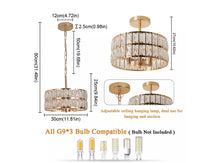 Load image into Gallery viewer, Luxury Pendant Light Adjustable Pendant Lamp Gold with Crystals Semi Flush Mount G9 30 cm